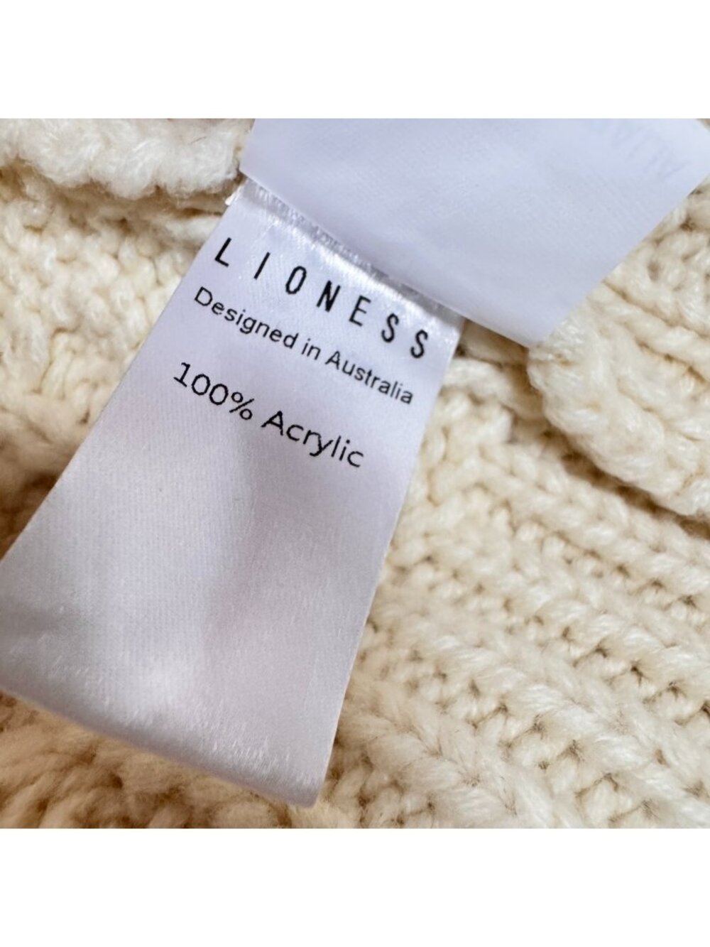 Lioness Gigi Oversized Fisherman Sweater L Chunky Slouchy Boxy Boho Ivory - Picture 11 of 14